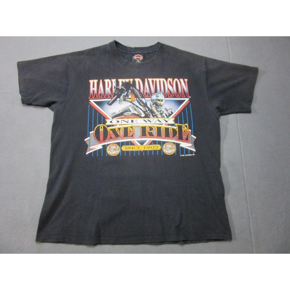 Vintage Harley Davidson Shirt Mens XL Black 1992 Holoubek Motorcycle USA Biker